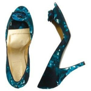 New J.Crew Fleur Silk Peep-toe Heels